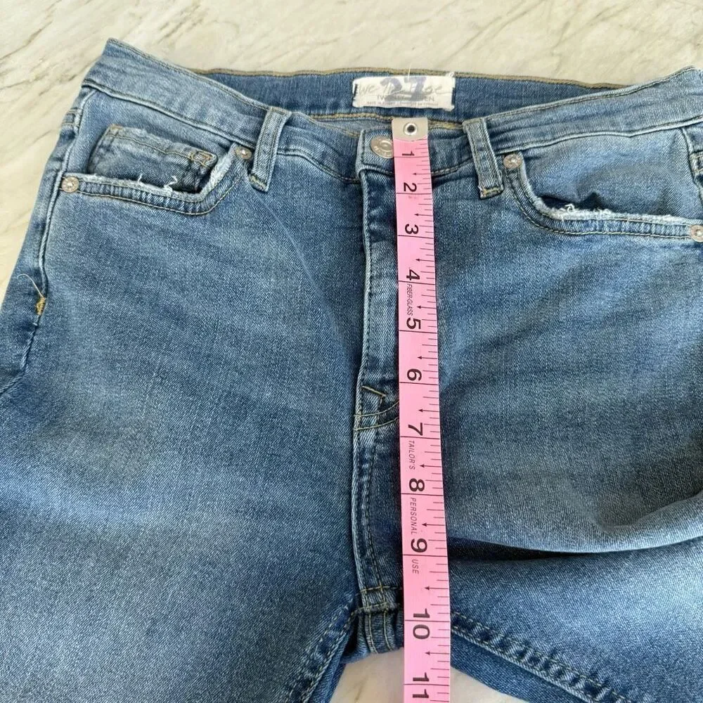 Free People Skinny Jeans Women's Size 27 Distressed Blue Denim Mid Rise Stretch